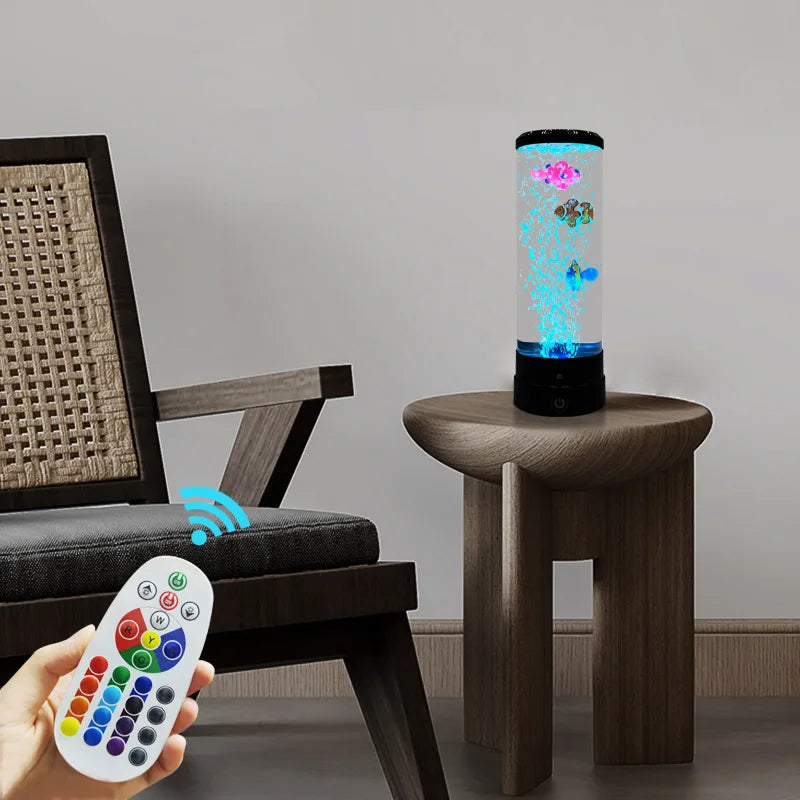 Symulowana kolorowa lampa LED duża ryba bąbelkowa światło akwarium USB nocna lampa do domu biurka sypialni salonu