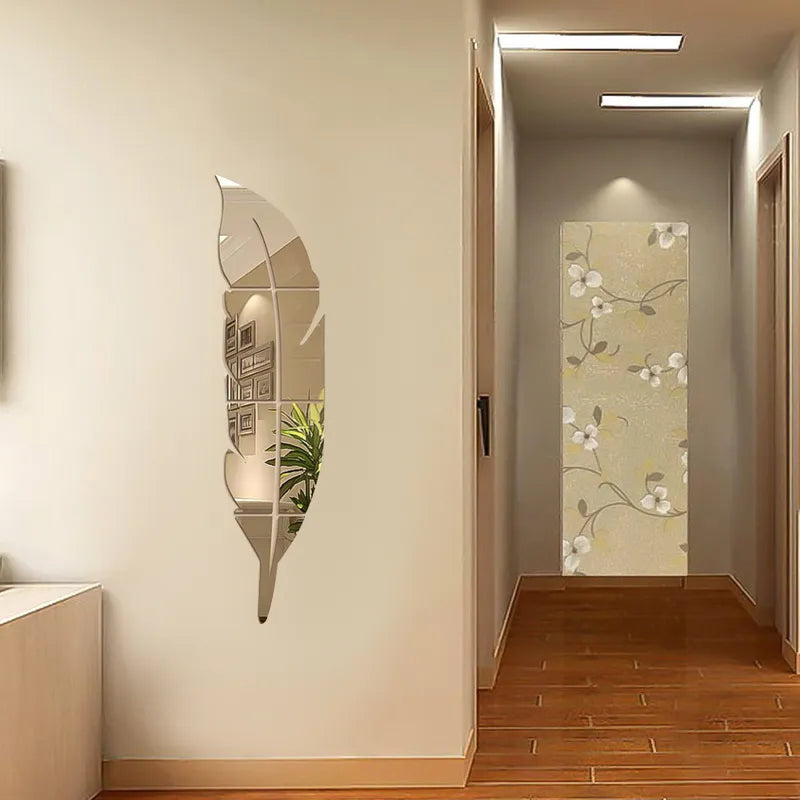 3D Lusterko Ścienne z Piórami