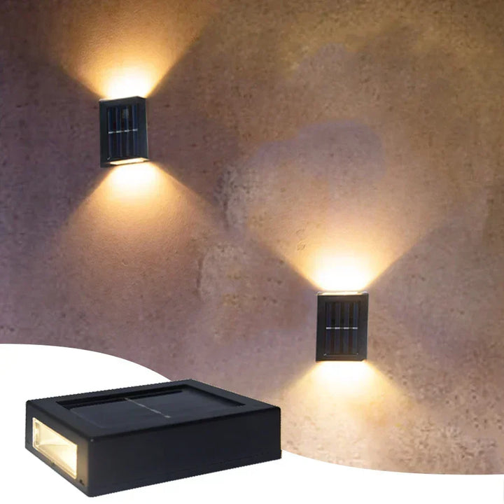 Wodoodporna Lampa Ścienna LED na Solar: Oświetlenie Górne i Dolne na Balkon, Ogród, Ulicę i Krajobraz