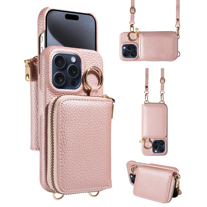 Premium Etui Skórzane na iPhone z Funkcją Wielofunkcyjną i Ochroną Przeciwdegaussową