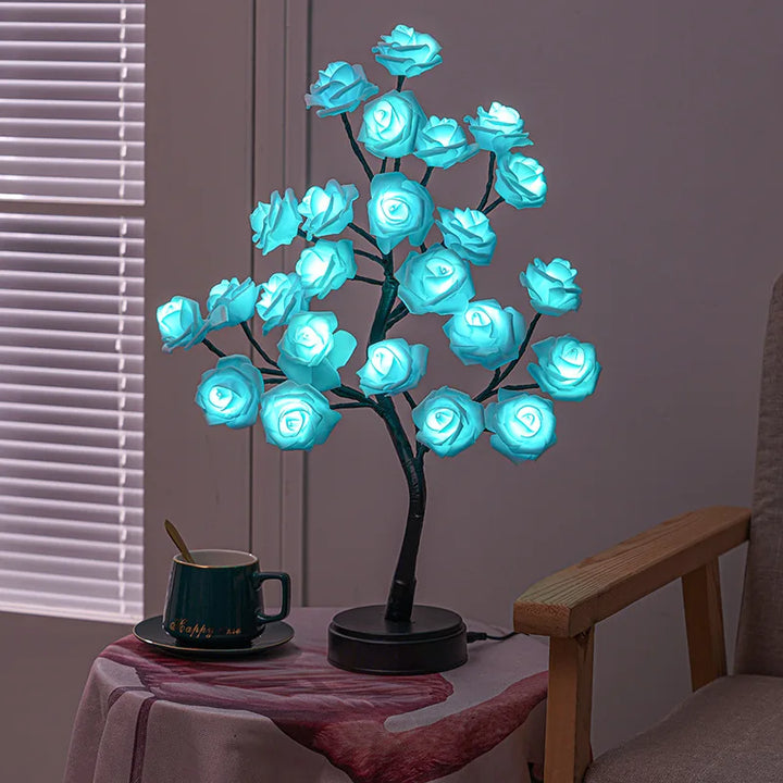 RGB Różowe Kwiatowe Lampki Choinkowe 24LED USB Bateria Lampka Stołowa Bajkowa Nocna Lampka Dekoracyjna na Przyjęcia, Boże Narodzenie, Ślub, Sypialnia