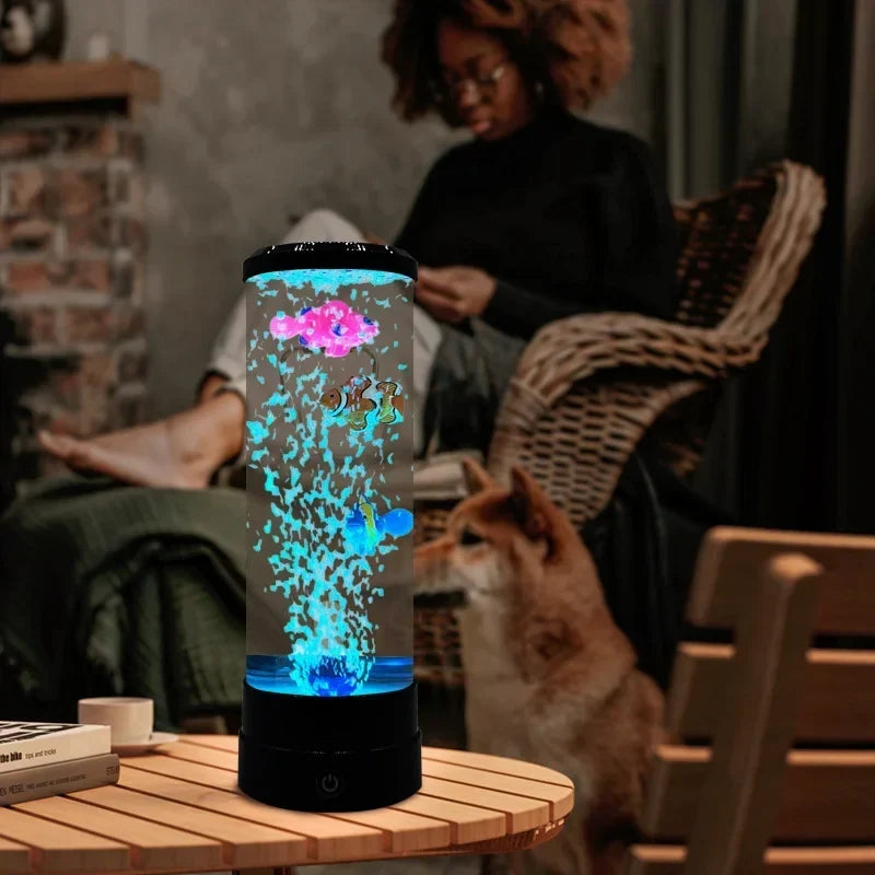 Symulowana kolorowa lampa LED duża ryba bąbelkowa światło akwarium USB nocna lampa do domu biurka sypialni salonu