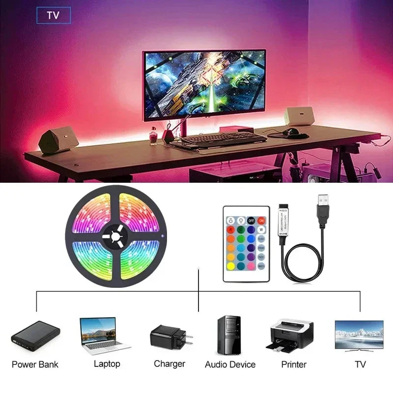 USB RGB Taśmy LED z kontrolą aplikacji do dekoracji oświetlenia w pokoju i telewizorze