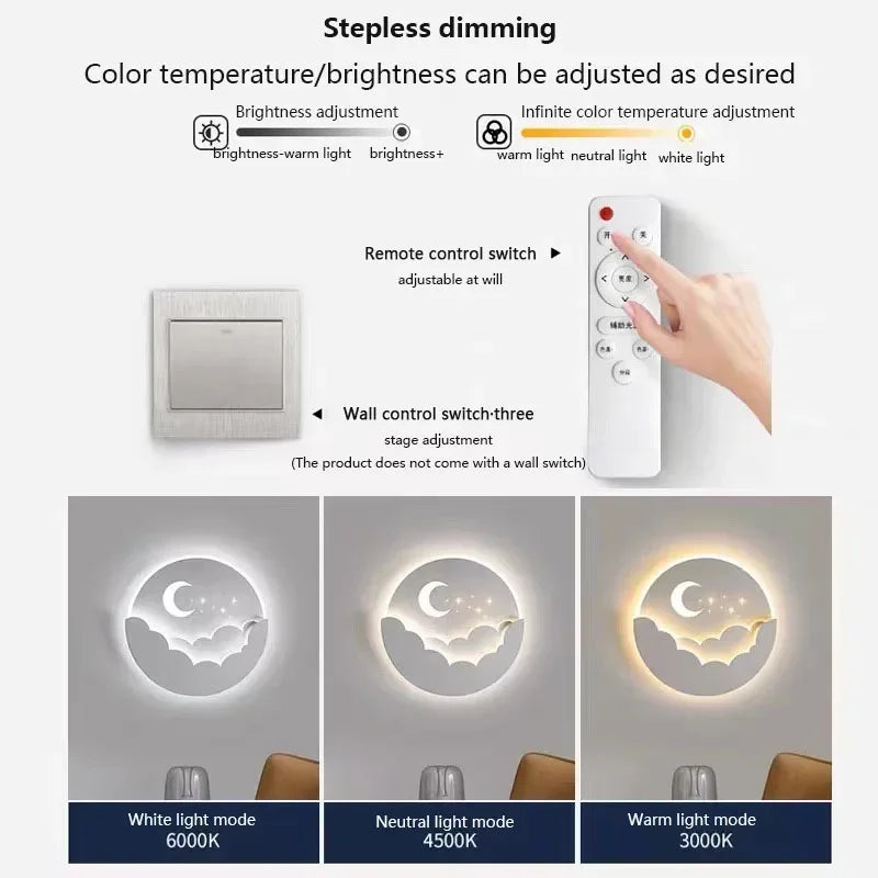 Magiczna Lampa LED na Ścianę – Nocna Lampa Księżyca i Gwiazd