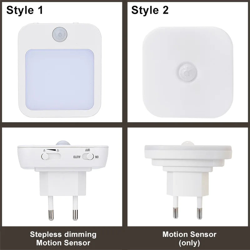 Sensilux Mini LED Nocna Lampa | Z Czujnikiem Ruchu | Ciepła i Zimna Biała | Do Korytarza, Sypialni i Łazienki