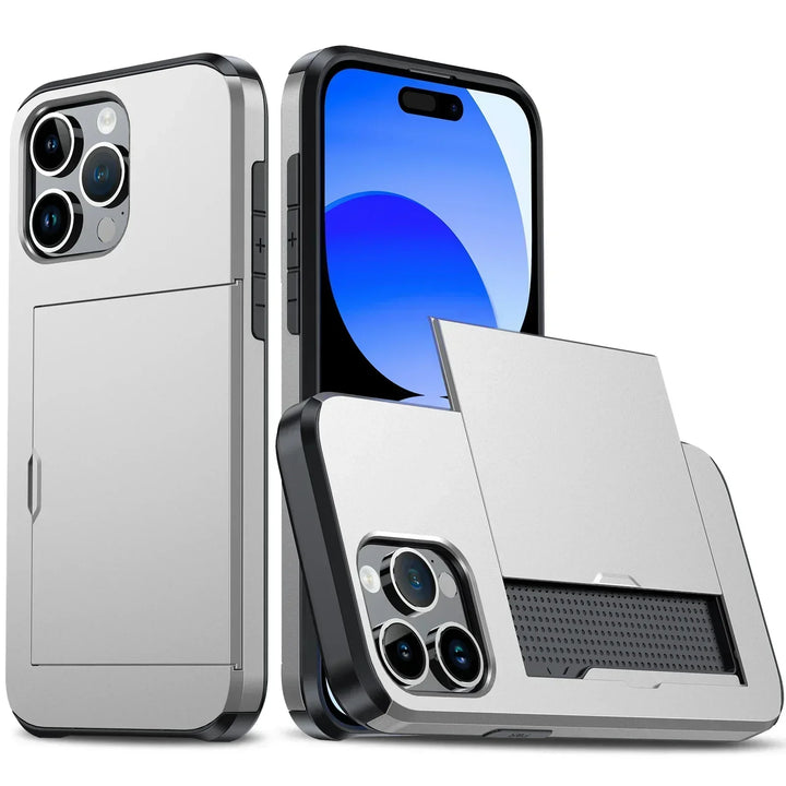 Etui LuxShield na iPhone z kieszonką na karty | Smukły design | Przechowywanie kart | Ochrona i styl