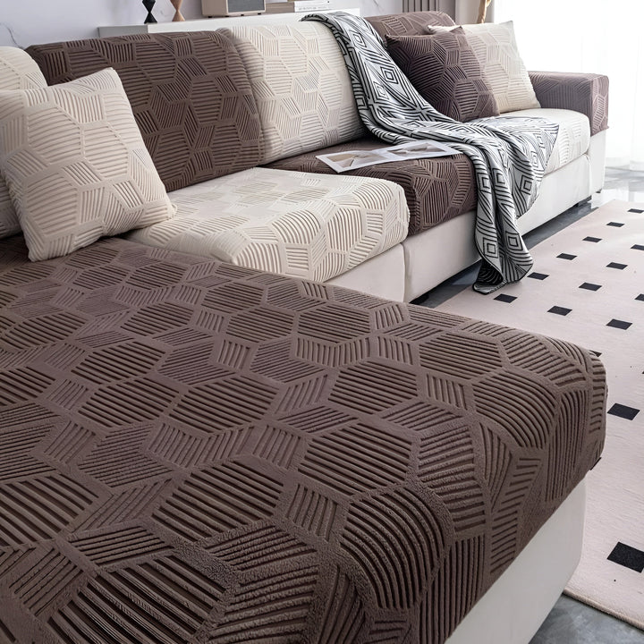 Pokrowiec na sofę Jacquard z geometrycznym wzorem – Miękki i przyjazny dla zwierząt | Idealny do ochrony i przytulnych przestrzeni życiowych |
