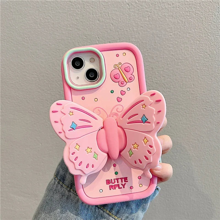Urocza 3D Złożona Obudowa Motyla Ochronna do iPhone&