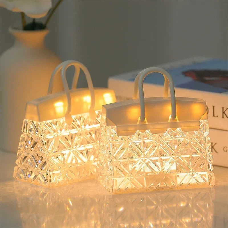 CrystalBag | Kreatywna Akrylowa Lampa Nocna w Kształcie Torebki
