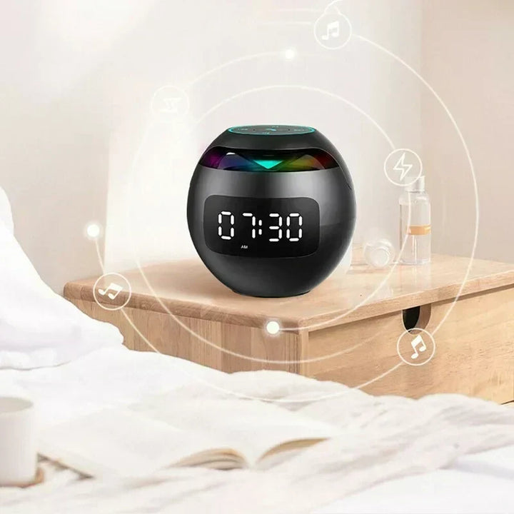 Cyfrowy zegar alarmowy LED z głośnikiem Bluetooth i kolorową lampką nocną – czujnik ruchu, ładowalny, dźwięk 5W