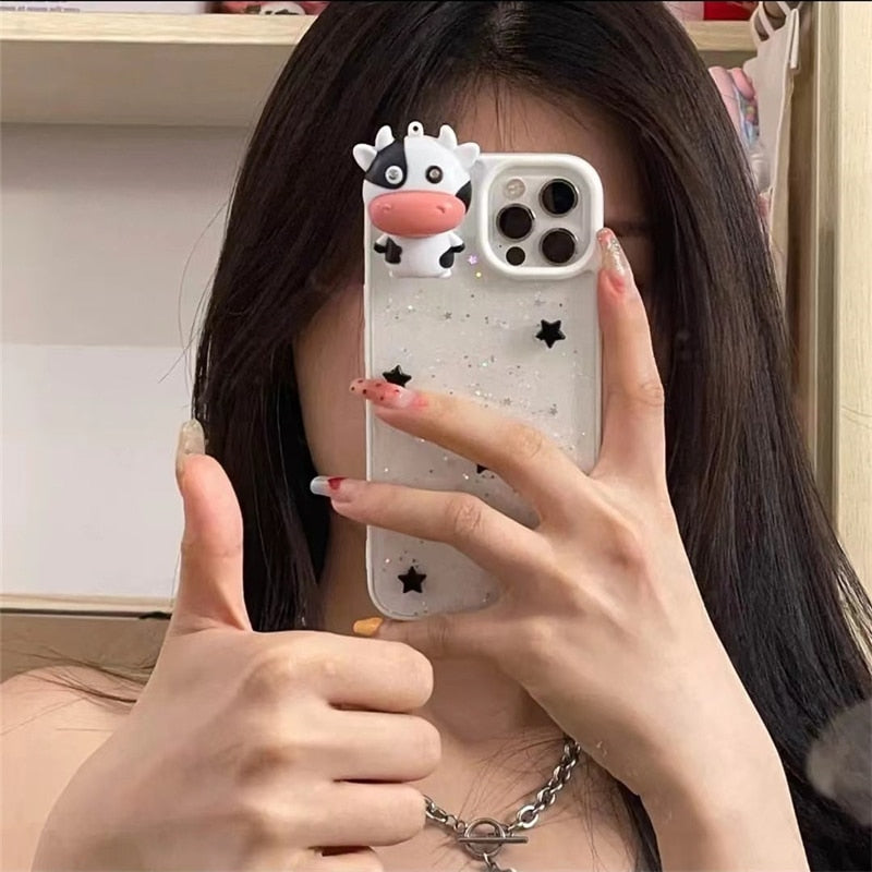 Świecąca Krowa 3D Przezroczysta Etui na iPhone