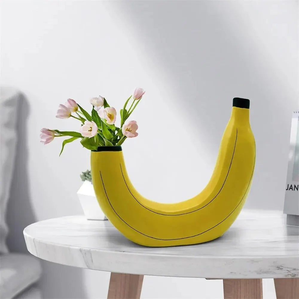 Wazon bananowy, wazon na kwiaty z żywicy, uroczy kształt banana, dekoracyjny wazon na stół do aranżacji kwiatowych, salon, sypialnia, dekoracja domu