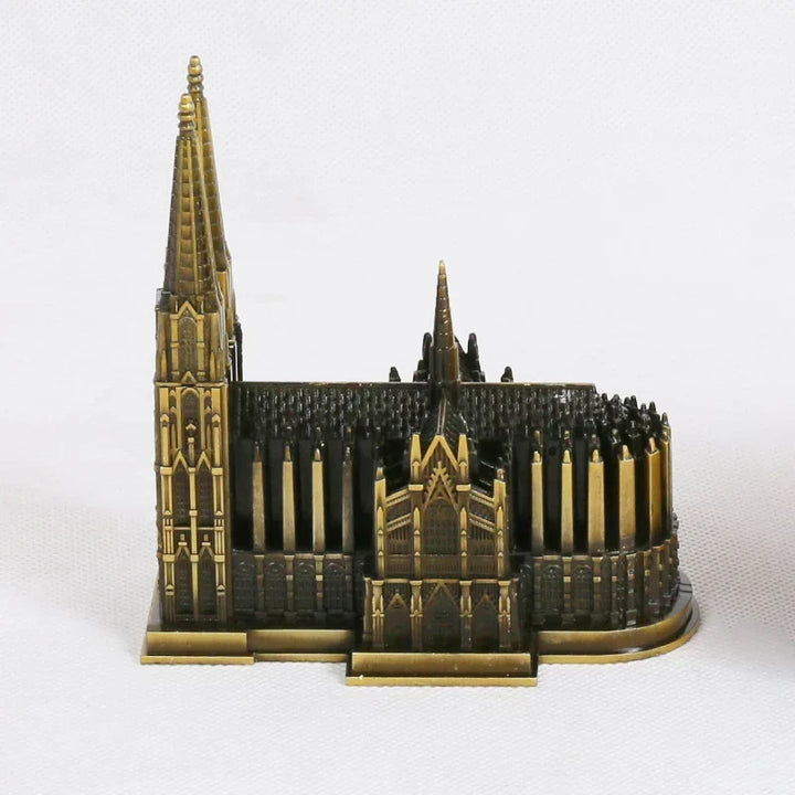 Model Katedry Kolońskiej Metal Antyczny Brąz Niemcy Figurka Budynku Katedry Kolońskiej Światowej Sławy Zabytek Architektury Dekoracja