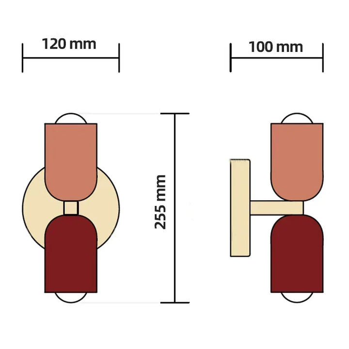 Lampa Ścienna Podwójna z Czarną Bazą