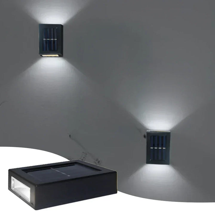 Wodoodporna Lampa Ścienna LED na Solar: Oświetlenie Górne i Dolne na Balkon, Ogród, Ulicę i Krajobraz