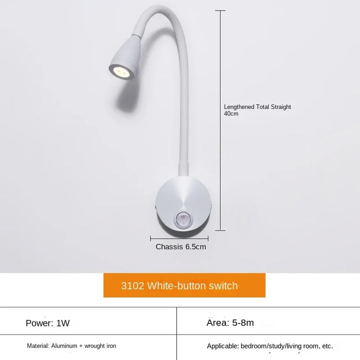 Uniwersalna Lampa Ścienna LED: Nowoczesna, Elastyczna, Idealna do Czytania w Łóżku