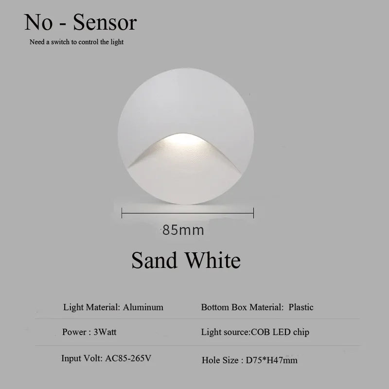 Nowoczesna wodoodporna lampa LED wpuszczana IP65 do oświetlenia zewnętrznego - 3W wbudowana lampa schodowa i balkonowa