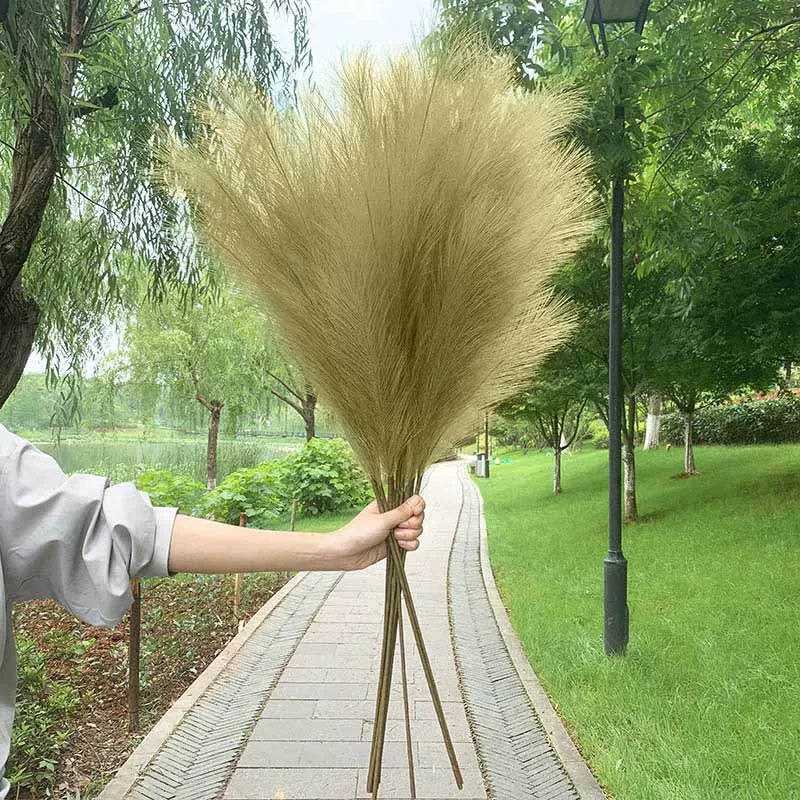5 sztuk 100 cm Sztuczna Trawa Pampasowa Suszona Bukiet Kwiatów Dekoracja na Ślub Przyjęcie Dekoracja Domu DIY Sztuczne Rośliny Artykuły Dekoracyjne