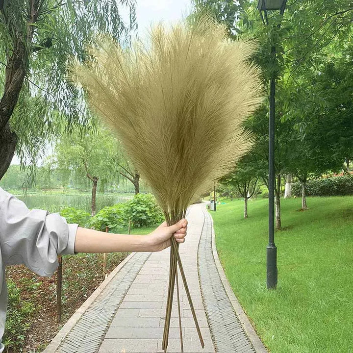 5 sztuk 100 cm Sztuczna Trawa Pampasowa Suszona Bukiet Kwiatów Dekoracja na Ślub Przyjęcie Dekoracja Domu DIY Sztuczne Rośliny Artykuły Dekoracyjne