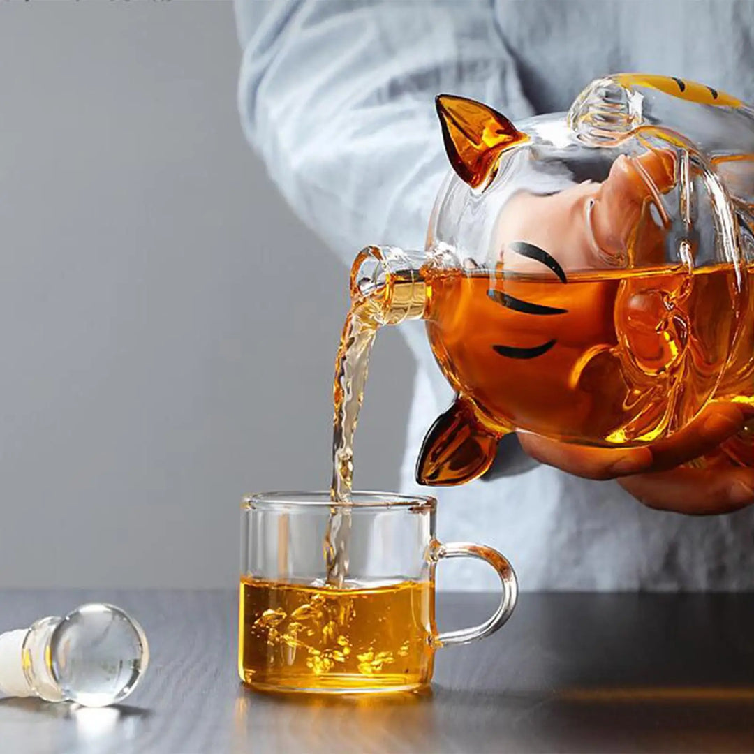 Karafka ze szkła w kształcie kota z korkiem, pojemność 1000ml, idealna do serwowania napojów na przyjęciach i jako dekoracja