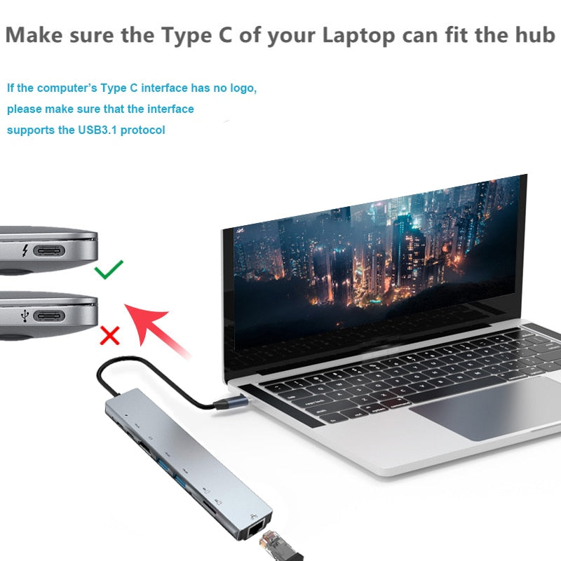 Hub Thunderbolt 3 USB-C z HDMI, PD, SD/TF dla MacBook Air M1 i iPad Pro