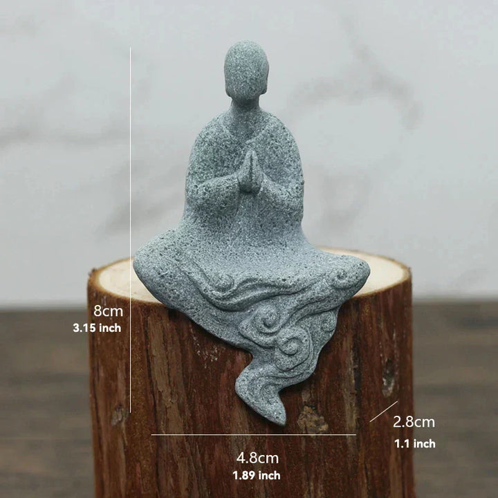 Mała figura Buddy z kamienia - buddyjscy mnisi, figury buddyzmu tybetańskiego, ornament do ogrodu zen, dekoracja do akwariów, medytacja w domu