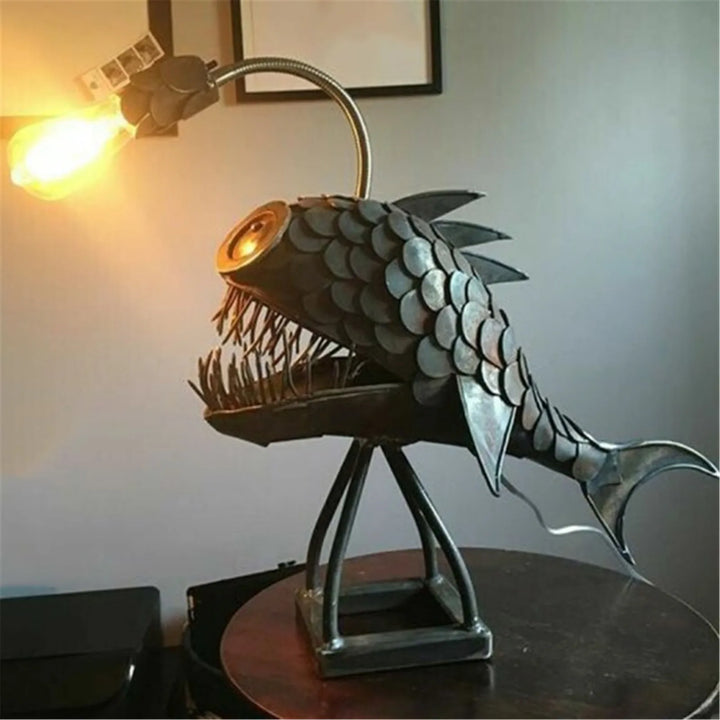 Lampa stołowa - RusticFish - Regulowane oświetlenie - Ręcznie wykonany artystyczny urok