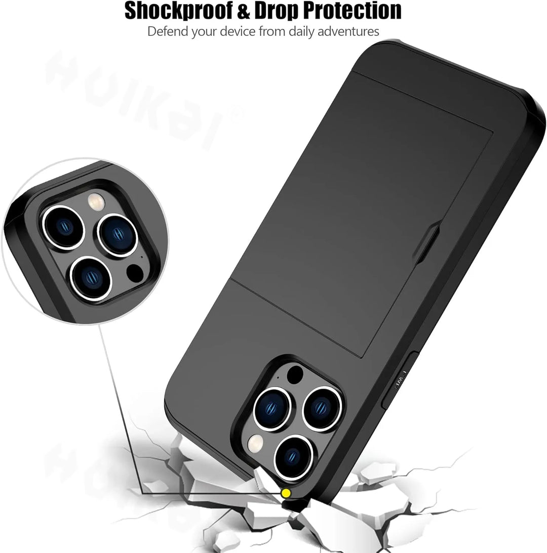 Etui LuxShield na iPhone z kieszonką na karty | Smukły design | Przechowywanie kart | Ochrona i styl