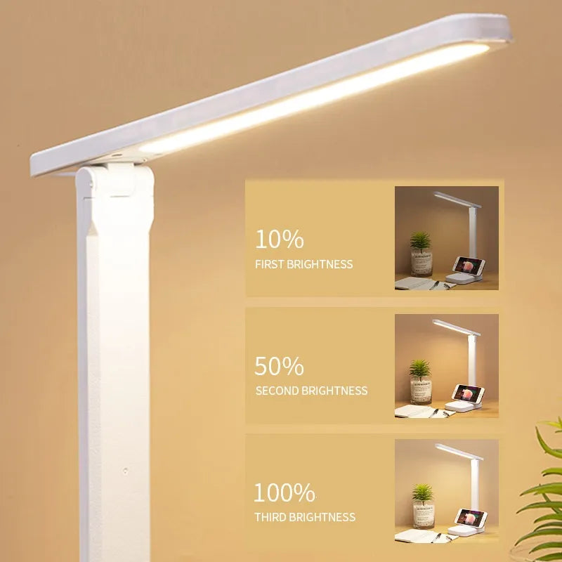 6000mAh ładowalna lampa stołowa LED USB 3 kolory bezstopniowo ściemniana lampa biurkowa dotykowa składana z ochroną oczu, nocna lampka do czytania