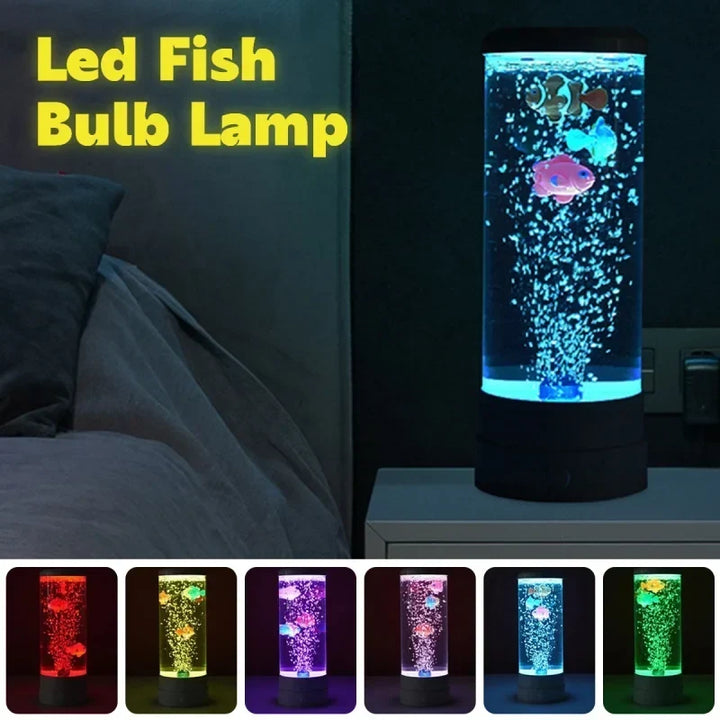 Symulowana kolorowa lampa LED duża ryba bąbelkowa światło akwarium USB nocna lampa do domu biurka sypialni salonu