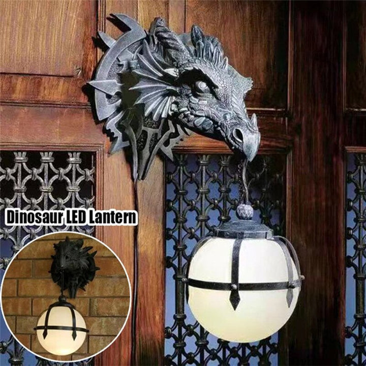 Lampion LED z Głową Smoka wykonany z Żywicy do Unikalnej Dekoracji Halloweenowej
