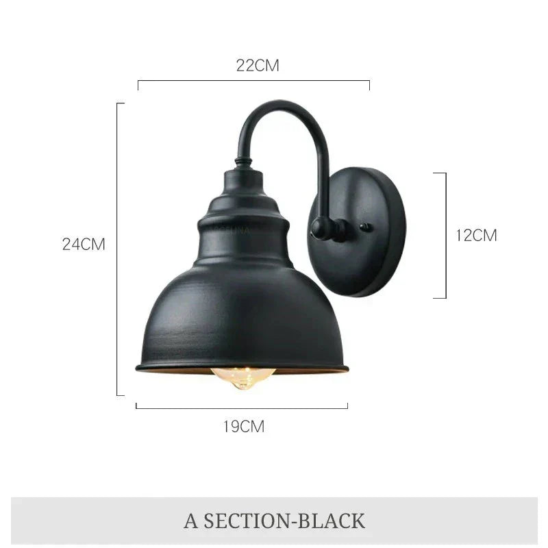 Wodoodporna Retro Zewnętrzna Lampa Ścienna do Ogrodu: Lampka Ścienna z Żelaza w Stylu Vintage do Korytarza, Schodów, Dziedzińca, Balkonu, Wilii