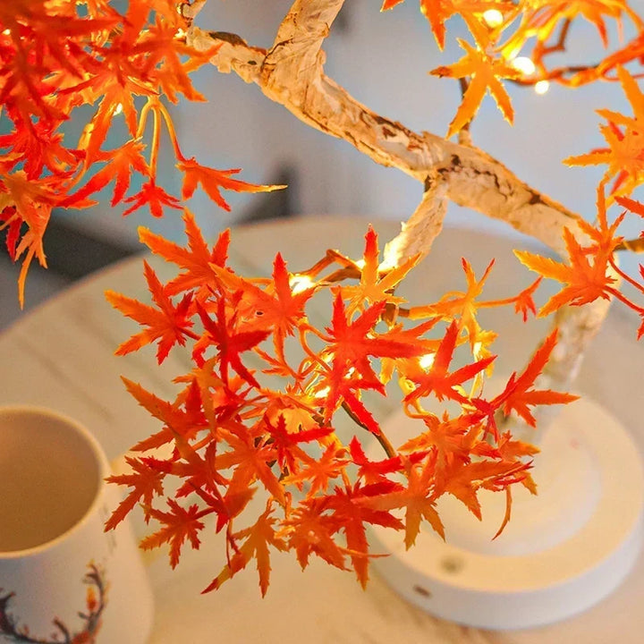 LED Klonowy Liść Bonsai Drzewo Nocna Lampa – Dekoracyjna Lampa Stołowa do Salonu i Sypialni |