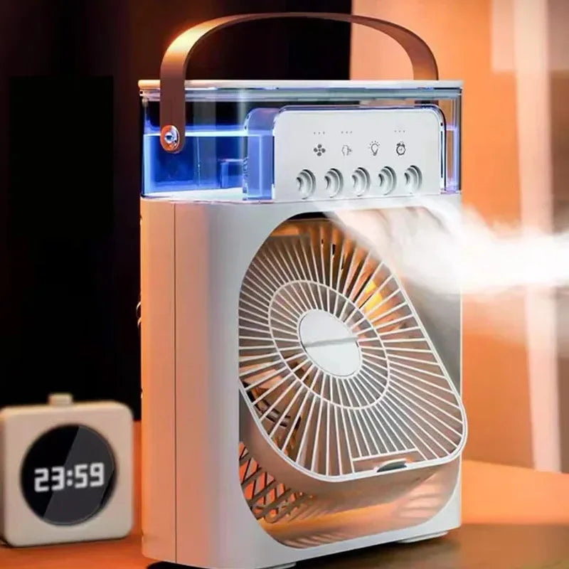 Przenośny wentylator elektryczny USB z lampką LED i mgiełką wodną - 3 w 1 nawilżacz powietrza do domu |
