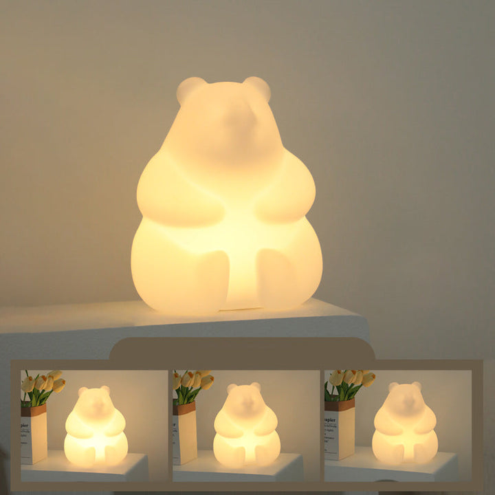 Współczesna Kreatywna Lampa Stołowa PE LED w Kształcie Misia do Salonu