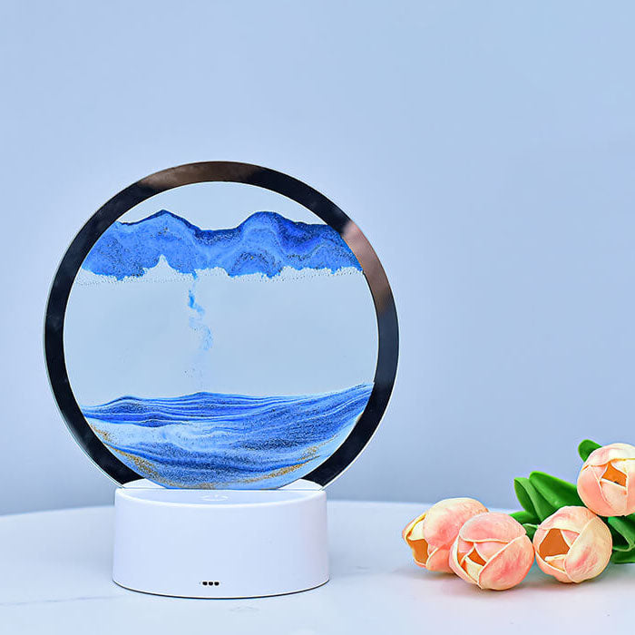 Kreatywna Okrągła Klepsydra z Piaskiem 3D LED Lampka Nocna