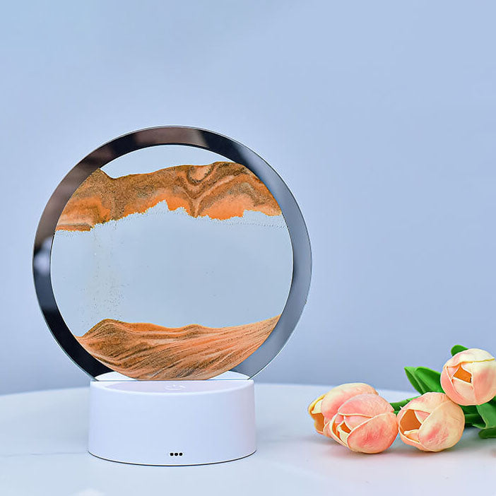 Kreatywna Okrągła Klepsydra z Piaskiem 3D LED Lampka Nocna