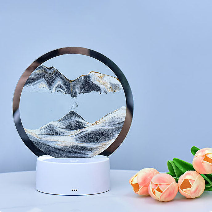 Kreatywna Okrągła Klepsydra z Piaskiem 3D LED Lampka Nocna