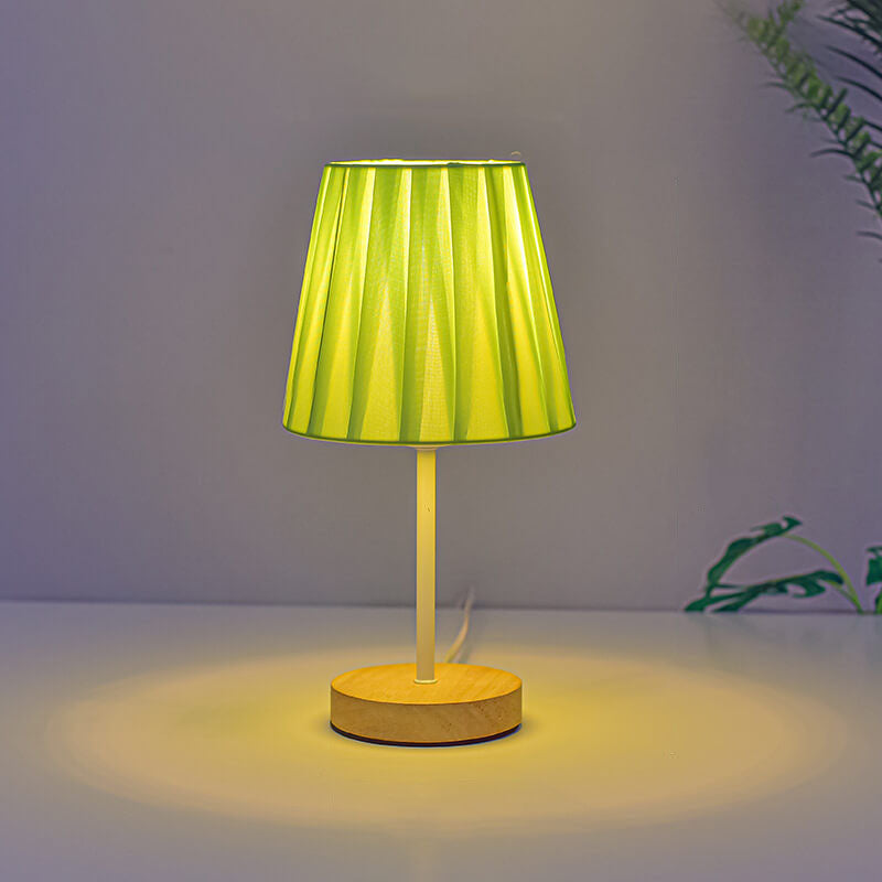 Nordycka Vintage Lampa Stołowa z Tkaniny i Litego Drewna LED