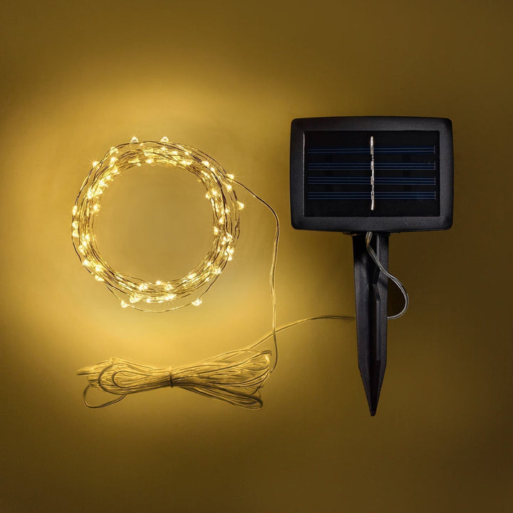 100er LED Mikro Słoneczne Lampki Szeregowe ciepła biel