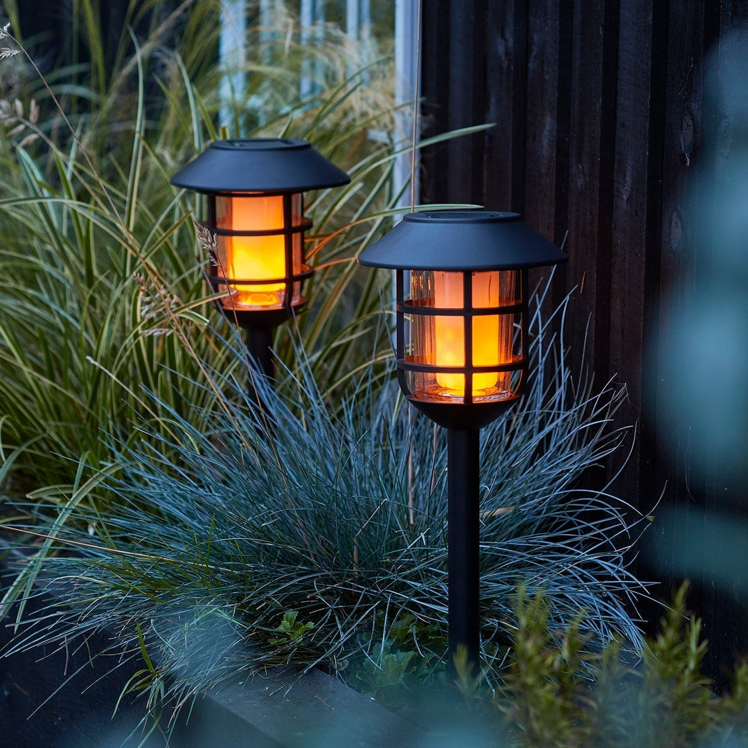 Zestaw 2 sztuk solarnych lamp ogrodowych z efektem płomienia
