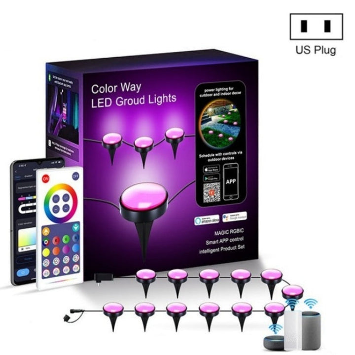 CP01 Zewnętrzna WIFI Inteligentna Lampa Ogrodowa z Kontrolą APP Synchronizacja Muzyki Zewnętrzne Lampy Gruntowe (Wtyczka US)