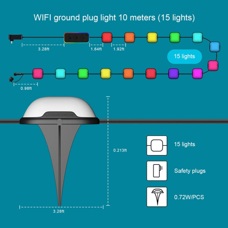 CP01 Zewnętrzna WIFI Inteligentna Lampa Ogrodowa z Kontrolą APP Synchronizacja Muzyki Zewnętrzne Lampy Gruntowe (Wtyczka US)