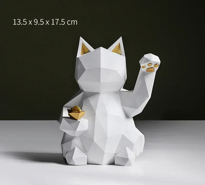 Nordycka Minimalistyczna Geometria Statuy Szczęśliwego Kota