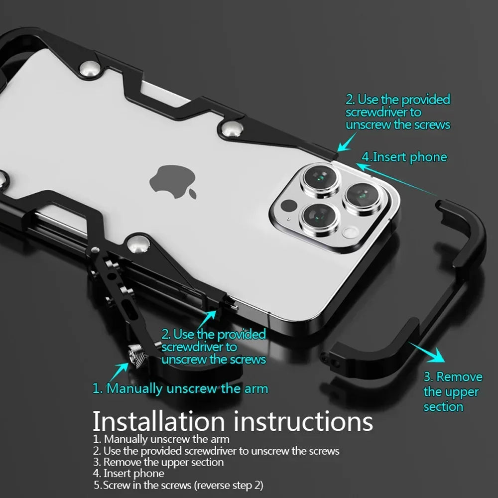 Taktyczna Obudowa iPhone z Odpornością na Wstrząsy i Aluminiową Ramą