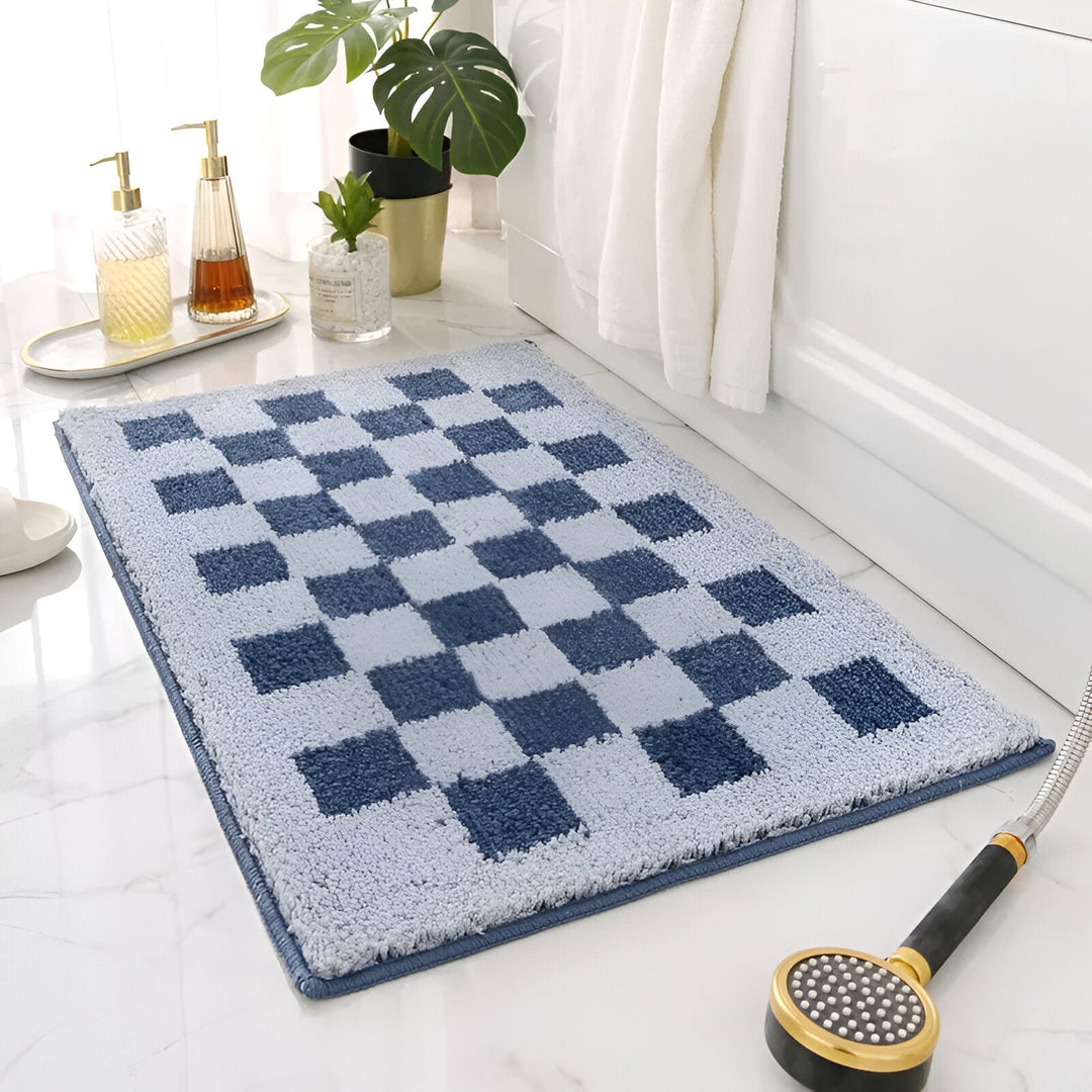 Miękka Matowa Wyściółka Łazienkowa w Kratkę