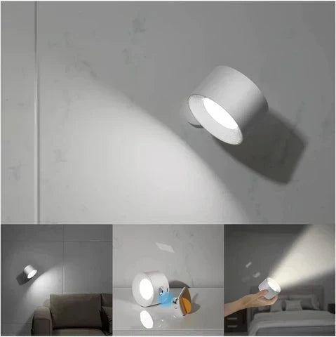 Lampa Ścienna Spotlight Bezprzewodowa - Obrót 360°, Przyciemniana, Ładowalna