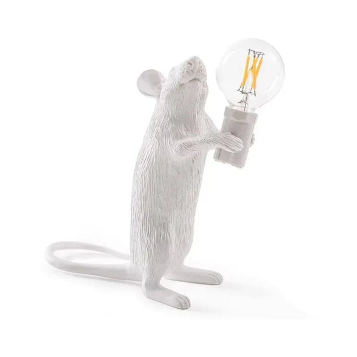 Nowoczesne lampy stołowe LED w kształcie zwierząt: nocne lampki z żywicy w kształcie szczura, kota i wiewiórki