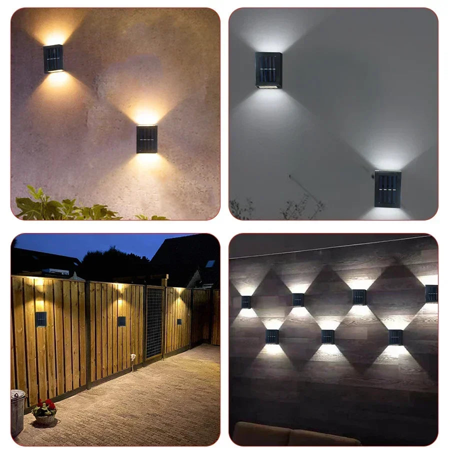 Wodoodporna LED Lampa Solarno-Ścienna: Światło górne i dolne do balkonu, ogrodu, ulicy i krajobrazu