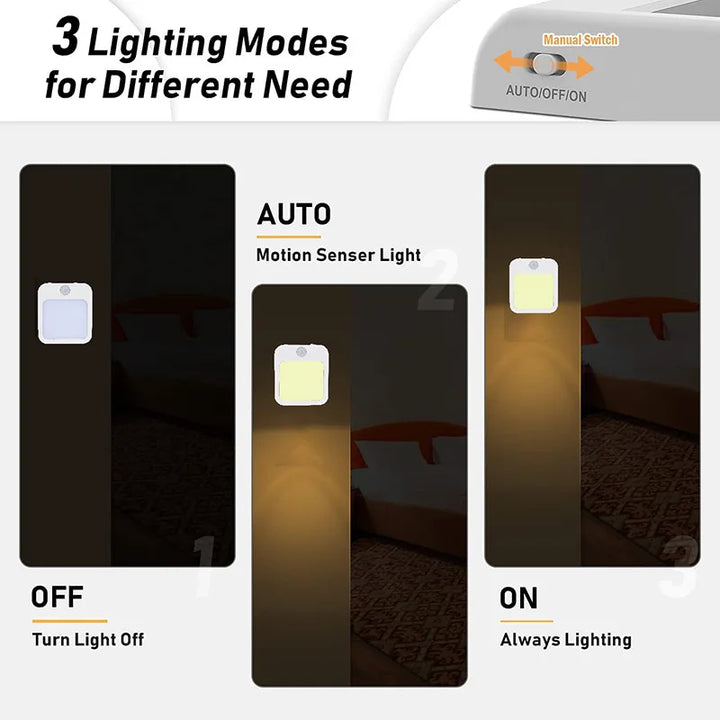 Sensilux Mini LED Nocna Lampa | Z Czujnikiem Ruchu | Ciepła i Zimna Biała | Do Korytarza, Sypialni i Łazienki